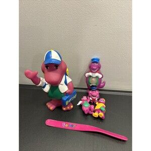 Vintage Barney Purple Dinosaur Bank 1992/93 Night Light Cover Extras Lot Bundle
